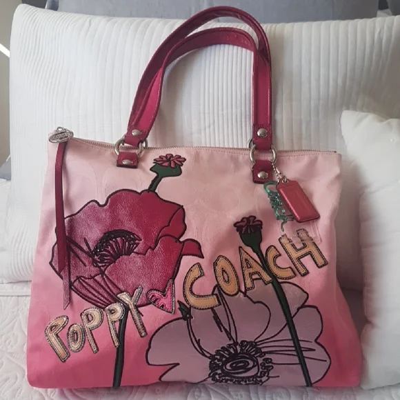 Vintage Coach Poppy Pink Floral Tote - Picture 1 of 12